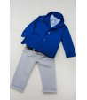 Completino Casual e Cerimonia Neonato e Bimbo, Colore Blu, Grigio e Bianco in Cotone, K Boy 89