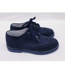 Scarpe Inglesine da Cerimonia Bambino, Colore Blu in Pelle e Tela, Primi Giorni