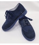 Scarpe Inglesine da Cerimonia Bambino, Colore Blu in Pelle e Tela, Primi Giorni