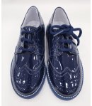 Scarpe Inglesine da Cerimonia Bambino, Colore Blu in Pelle in vernice, Primi Giorni