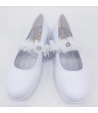 Scarpe Ballerina Cerimonia Bimba, con Fiore e Tulle sulla Fascia e Piccolo Tacco, Colore Bianco in Ecopelle, GDO