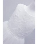 Vestitino Cerimonia Bimba Prima Comunione , Corpetto con Ricamo e Perline, Colore Bianco in Misto Raso, Nazareno Gabrielli
