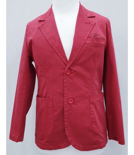 Giacca Casual e Cerimonia Bambino e Ragazzo, Modello Slim Elasticizzato, Colore Rosso in Cotone, Rebel
