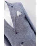Giacca Uomo Casual e Cerimonia, Colore Grigio in Microfantasia Blu e Bianco, in Misto Cotone, con Pochette Grigio, Manfredi