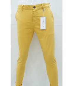 Pantalone Uomo/Ragazzo Manfredi Slim Elasticizzato Colore, Ocra