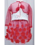 Completino Floreale Cerimonia Bimba e Bambina, Colore Bianco e Rosso in Misto Cotone e Velo, Frank Ferry