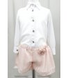 Completino Cerimonia Bimba e Bambina, Camicia e Pantaloncini, Colore Bianco e Rosa in Misto Bambina, Dafny