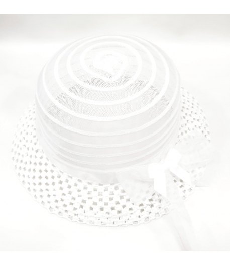 Cappellino Cerimonia Bimba con Fiocco, Colore Bianco in Tela, Graziella
