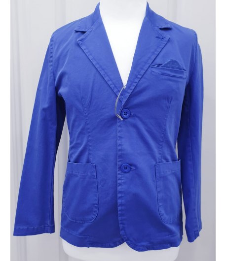 Giacca Casual e Cerimonia Bambino e Ragazzo, Modello Slim Elasticizzato, Colore Blu Elettrico in Cotone, Rebel