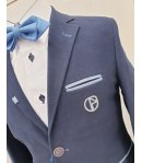 Completino Cerimonia Bambino, Colore Blu, Bianco e Azzurro in Cotone, Nazareno Gabrielli