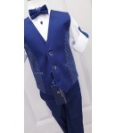 Completino Estivo Cerimonia Bimbo, Colore Blu e Bianco in Misto Viscosa, Nazareno Gabrielli