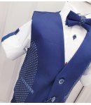 Completino Estivo Cerimonia Bimbo, Colore Blu e Bianco in Misto Viscosa, Nazareno Gabrielli