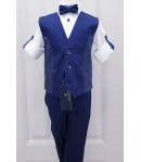 Completino Estivo Cerimonia Bimbo, Colore Blu e Bianco in Misto Viscosa, Nazareno Gabrielli