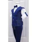 Completino Estivo Cerimonia Bimbo, Colore Blu e Bianco in Misto Viscosa, Nazareno Gabrielli