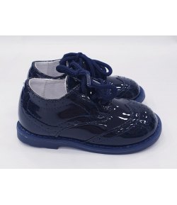 Scarpe Inglesine Baby da Cerimonia Bambino, Colore Blu LUCIDO in ecoPelle ,  Marca,GDO