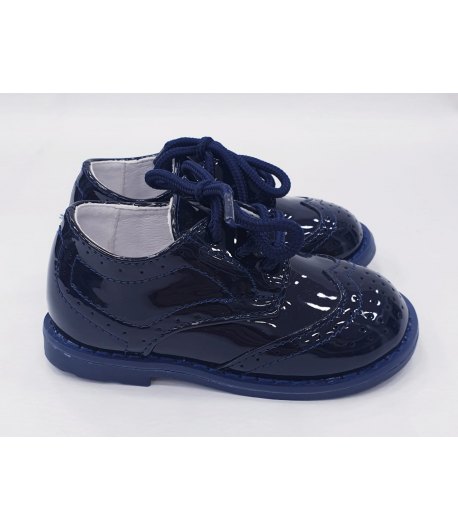 Scarpe Inglesine Baby da Cerimonia Bambino, Colore Vernice Blu in Ecopelle, GDO