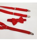 Coordinato Brettelle e Papillon Rosso in Cotone