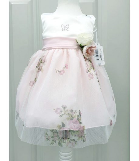 Abitino Cerimonia Casual Baby M.K. in Tessuto Raso e Velo