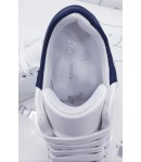 Sneakers per Bambino e Ragazzo, Bianche, in Neoprene, con baffo blu posteriore, Manfredi