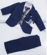 Completino da Battesimo e Cerimonia Neonato Bimbo, Damascato, Blu, Beige e Bianco, in Viscosa e Poliestere, Valentino