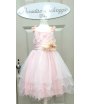 Abito da Cerimonia per Bambina e Ragazza, Rosa, con Velo, Fiori su Spalline, Torace e in Vita, in Poliestere, Moon Chic