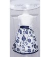 Abito da Cerimonia per Bambina, Bianco e Blu, con Fiori Stampati, Cintura con Tulle Floreali e Strass, in Poliestere, Enjoy
