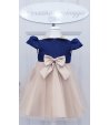 Abito da Cerimonia per Bambina, Oro e Blu, con Veli in Crêpe e Fiocco in Raso, in Poliestere e Cotone, Ciao Bimba
