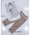 Completino da Battesimo e Cerimonia Bimbo e Bambino, Beige, Panna, Écru e Bianco, in Lino e Cotone, Nazareno Gabrielli