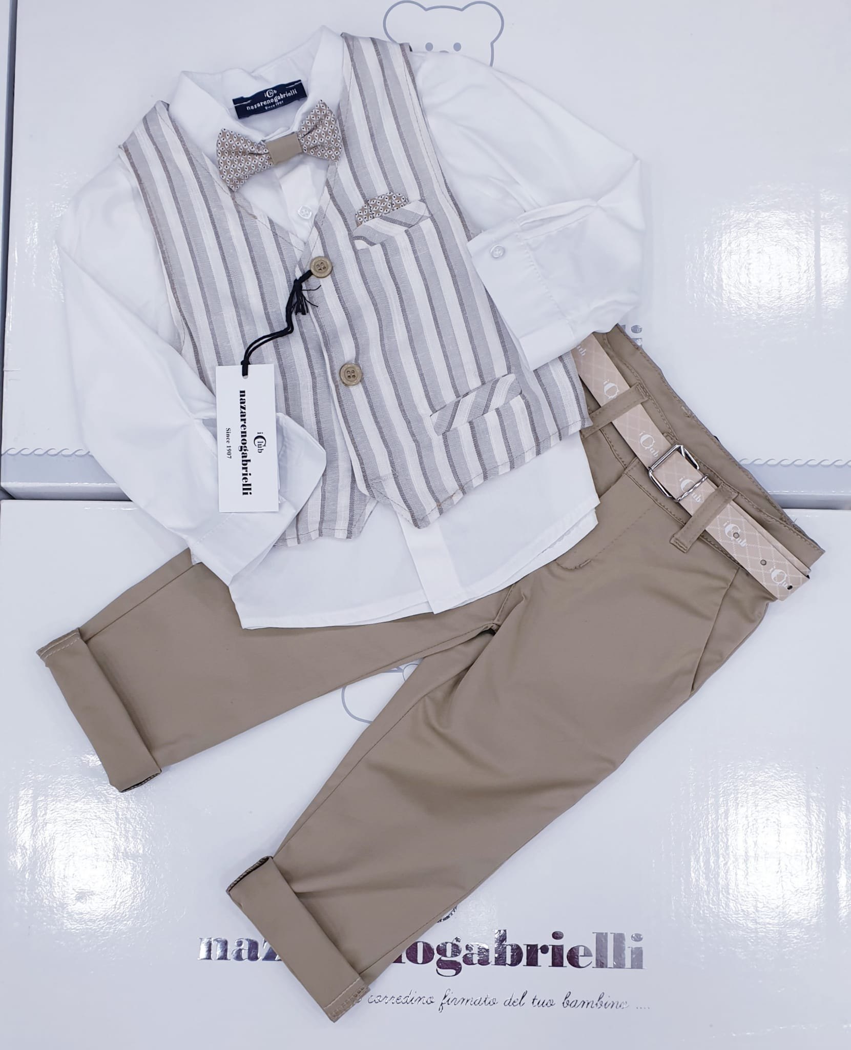 Vestito Per Battesimo, Vestito Da Festa, Completo Per Bambino, 5 Pz - 9