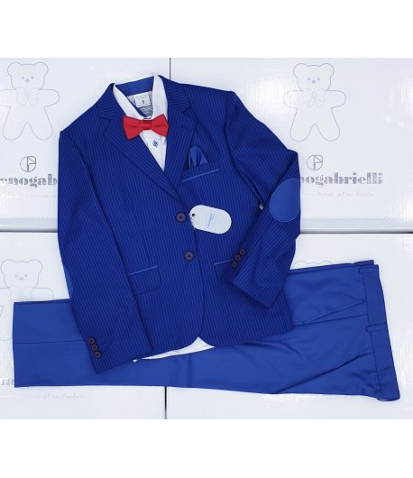 Completino da Cerimonia per Bimbo e Bambino, Gessato, Bluette, Bianco e Rosso, in Poliestere e Viscosa, Valentino