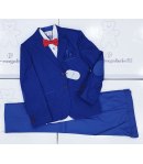 Completino da Cerimonia per Bimbo e Bambino, Gessato, Bluette, Bianco e Rosso, in Poliestere e Viscosa, Valentino