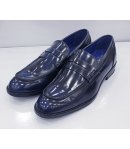 Scarpe Mocassini College da Uomo, Blu Navy, in Ecopelle Alta Qualità, Gianni