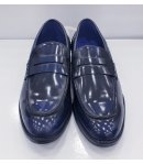 Scarpe Mocassini College da Uomo, Blu Navy, in Ecopelle Alta Qualità, Gianni