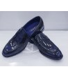 Scarpe Mocassini College da Uomo, Blu Navy, in Ecopelle Alta Qualità, Gianni