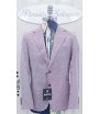 Giacca da Uomo, Rosso Milanese in Microfantasia, Bottoni Rossi, Slim, Semi-elasticizzata, in Misto Lino e Viscosa, Manfredi