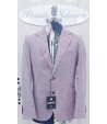 Giacca da Uomo, Rosso Milanese in Microfantasia, Bottoni Rossi, Slim, Semi-elasticizzata, in Misto Lino e Viscosa, Manfredi