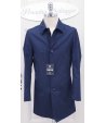 Trench da Uomo, in Tessuto Tecnico Blu, Modello Loden, Taglio Inglese, in Cotone e Viscosa, Manfredi