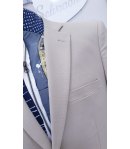 Abito Completo da Uomo, in Tessuto Operato, Beige, Slim, Semi-Elasticizzato, in Cotone e Viscosa, Brera