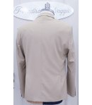 Abito Completo da Uomo, in Tessuto Operato, Beige, Slim, Semi-Elasticizzato, in Cotone e Viscosa, Brera