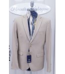 Abito Completo da Uomo, in Tessuto Operato, Beige, Slim, Semi-Elasticizzato, in Cotone e Viscosa, Brera