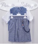 Completino da Cerimonia per Bimbo e Bambino, Azzurro e Bianco, in Lino e Cotone Effetto Jeans, Disastred68