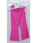 Completo per Bambina e Ragazza, Maglia Bianca con Fiori Colorati e Pantaloni Fucsia, in Cotone e Viscosa, Enjoy