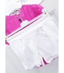 Completo per Bambina e Ragazza, Maglia Fucsia con Pois e Volants e Short Bianchi, in Cotone, Nazareno Gabrielli