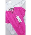 Completo per Bambina e Ragazza, Maglia Fucsia con Pois e Volants e Short Bianchi, in Cotone, Nazareno Gabrielli