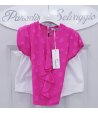 Completo per Bambina e Ragazza, Maglia Fucsia con Pois e Volants e Short Bianchi, in Cotone, Nazareno Gabrielli