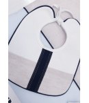 Coordinato Prima Uscita per Bimbo Neonato, Celeste, Beige, Blu e Bianco, in Cotone e Lino, Teneri e Belli