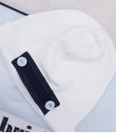 Coordinato Prima Uscita per Bimbo Neonato, Celeste, Beige, Blu e Bianco, in Cotone e Lino, Teneri e Belli