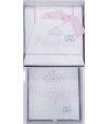 Coordinato Carrozzino per Bimba Neonata, Bianco e Rosa, Scritta e Ricami di Principessa, in Cotone Piquet, I Batuffolini