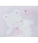 Coordinato Carrozzino per Bimba Neonata, Rosa e Bianco, Disegni e Ricami di Orsetti, in Cotone Piquet, Mio Piccolo