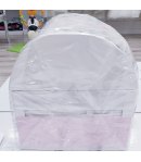 Cassapanca Porta Corredino o Accessori per Neonata Bimba, Rosa e Bianco, con Fiocchi e Orsetto Peluche, in Legno Artigianale